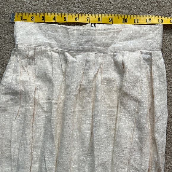 Vintage 1980s Sakowitz Elegant Cream Pleated Midi Skirt High Rise Cottagecore - Picture 6 of 7